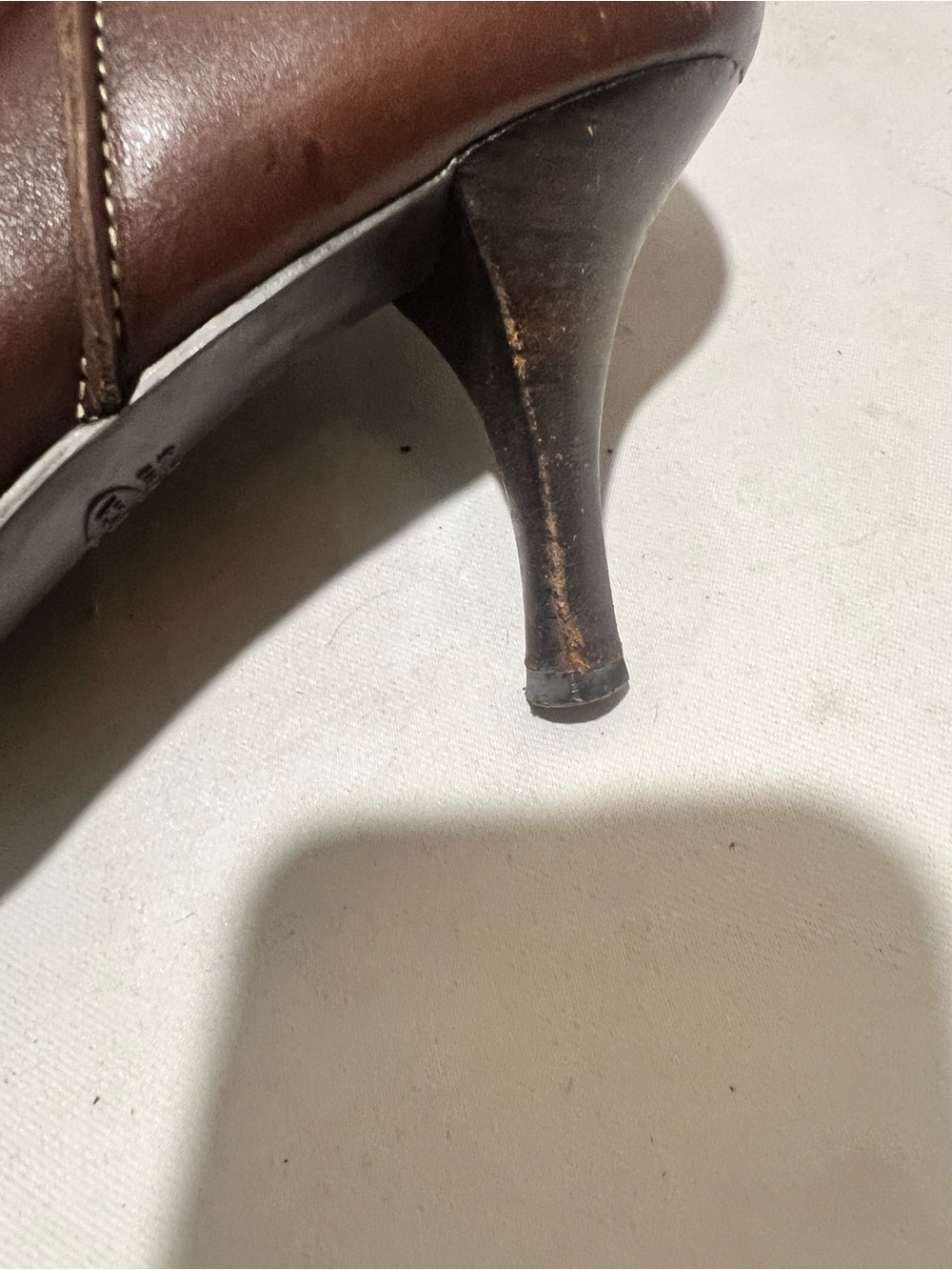 Circa Joan & David Brown Leather Knee High Boots Pointed Toe Kitten Heel Size 9 - Picture 7 of 9